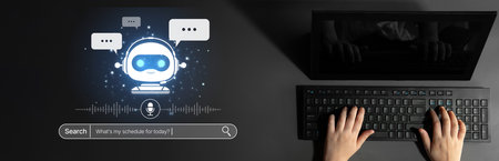 AI assistant with voice chat interface, combining smart chatbot, voice command, and AI-powered...