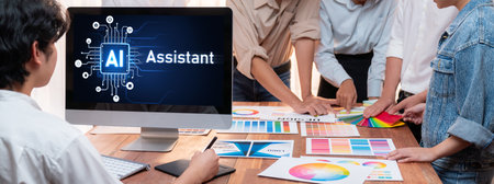 Generative AI virtual assistant tools for prompt engineer and user for ease of engage artificial intelligence AI technology help people to work with generative AI functions by prompting the AI briskの写真素材