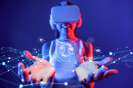 Human interact with AI artificial intelligence brain processor in concept of AI artificial...