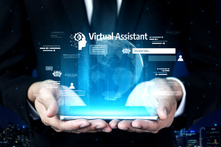 AI assistant with LLM, big data, machine learning, and generative AI powers prompt engineering and supports agentic AI for advanced business applications. Vouchの写真素材