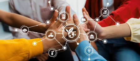 A vibrant image showcasing hands from diverse individuals joining in a circle, symbolizing...