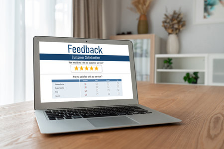 Customer feedback and review analysis by modish computer software for corporate businessの写真素材