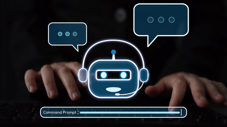 AI Virtual Assistant Artificial Intelligence Chatbot Controlled by Prompt Engineering for Explainable Generative AI information and LLM Deep Learning Technology for Smart Business Work Support.の写真素材