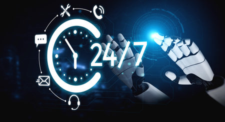 AI artificial intelligence supports 24-hour customer service with virtual assistants, real-time chat, and intelligent support tools ensuring fast, accurate, and satisfying experiences. Vouchの写真素材