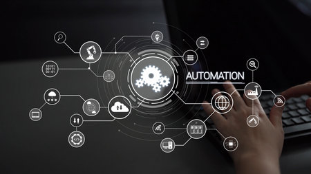 Modern automation drives workflow efficiency by connecting systems, people, and data. With intelligent automation, businesses unlock potential through seamless integration and automation tools.の写真素材