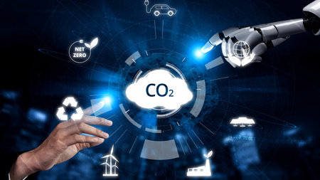 Net zero goals and CO2 reduction strategy driving sustainability, green energy integration, net zero...