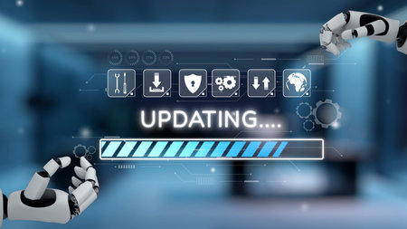 AI accelerates knowledge growth with smart training tools, virtual learning assistants, and software updates for competitive digital advantage.の写真素材