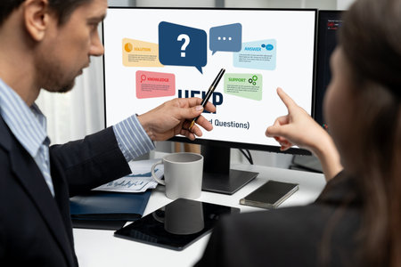 Help screen on the website provide answer to FAQ frequently asked question brisk with knowledge information and solution by customer supportの写真素材