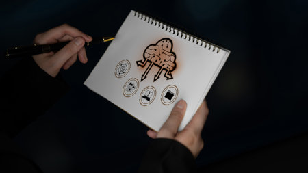 Cloud computing enables digital growth with secure data storage, scalable infrastructure, and strategic cloud-based business solutions.の写真素材