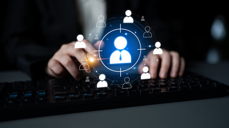 Customer targeting helps identify audience. improves strategy target, customer targeting supports segmentation, enhances campaign target, and customer targeting increases impact.の写真素材