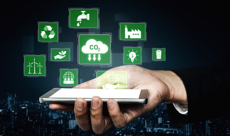 ESG concept integrates environmental, social, and governance practices to promote sustainability,...