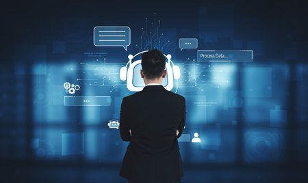 AI assistant with LLM, big data, machine learning, and generative AI powers prompt engineering and supports agentic AI for advanced business applications. Vouchの写真素材