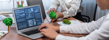 Business data dashboard provide business intelligence analytic for marketing strategy planning brisk with big data set to analyze customer demands and foreseeing business futureの写真素材