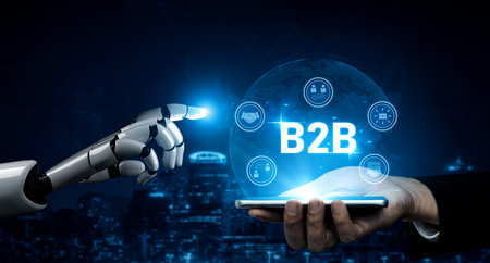 AI artificial intelligence enhances B2B strategy with smart tools and virtual assistants to optimize...