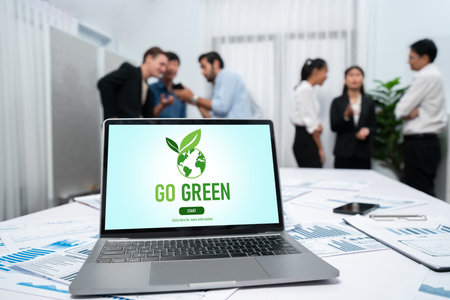 Green business transformation for brisk corporate business to thank green marketing strategyの写真素材