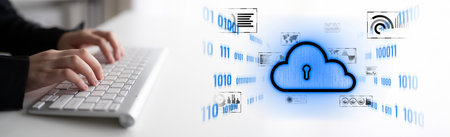 Cloud computing enables digital growth with secure data storage, scalable infrastructure, and strategic cloud-based business solutions.の写真素材