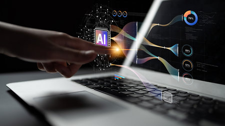 AI Assistant Brain Processor with LLM Technology, Big Data, Machine Learning, Generative AI for Business Support, Future Agentic AI Technology and Artificial Intelligence Prompt Engineering.の写真素材