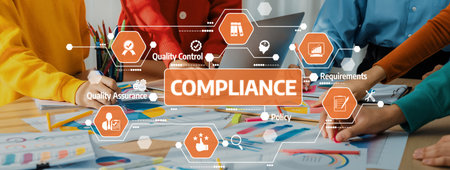 Startup company employee working together, analyzing BI dashboard paper on financial data report and planning strategic marketing for business success in panorama banner. Synergic Amityの写真素材