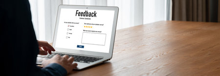 Customer feedback and review analysis by modish computer software for corporate businessの写真素材