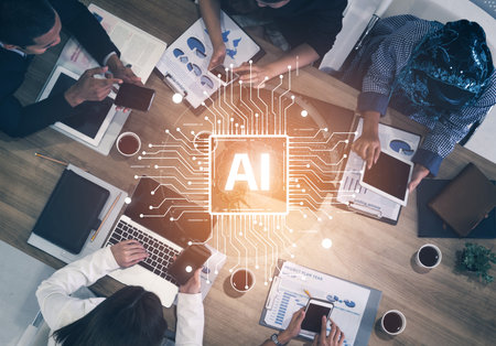 AI assistant with LLM, big data, machine learning, and generative AI powers prompt engineering and supports agentic AI for advanced business applications. Vouchの写真素材