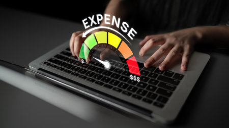 Expense control concept visualizing expense, cost, and spending with emphasis on budgeting, cost...