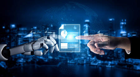 AI artificial intelligence manages documents with virtual assistant filing, secure cloud access, and...