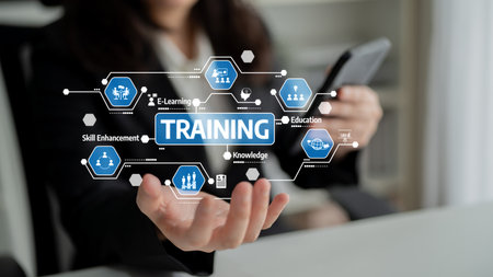 Engaging digital training representation showcasing innovative e-learning tools aimed at skill...