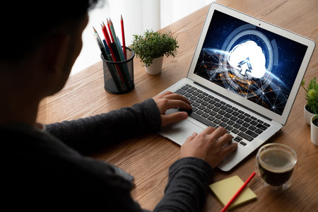 Cloud computing software for modish remote work and personal data storageの写真素材
