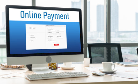 Online payment platform for modish money transfer on the internet netowrkの写真素材