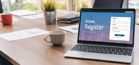 Online registration form for modish form filling on the internet websiteの写真素材