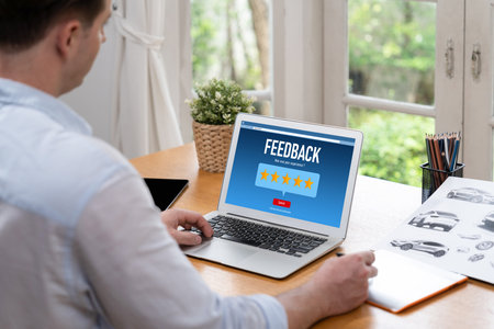 Customer feedback and review analysis by brisk computer software for corporate businessの写真素材