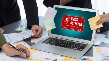 Analyst team use sticky note for creative and analytic brainstorm for business idea with BI data dashboard on laptop screen. Analysis financial data visualization tech for marketing strategy. Prodigyの写真素材