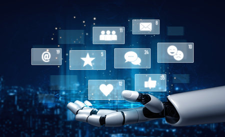 AI analyzing social media metrics, reading user interaction patterns, tracking engagement levels,...