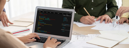 Software development programming on computer screen for brisk application and program codingの写真素材