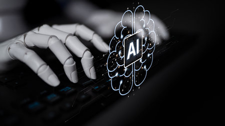 AI brain processes big data with generative AI, LLMs, and machine learning to support business decisions, prompt engineering, and future agentic artificial intelligence systems. splineの写真素材