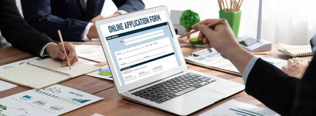 Online application form for brisk registration on the internet websiteの写真素材