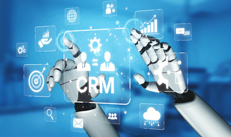 AI enhances CRM platforms with smart communication tools, automation, and analytics to improve customer tracking, loyalty, and relationship management. Artificial intelligence splineの写真素材