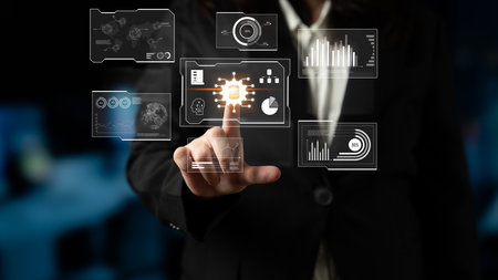 Big data visualization dashboard showing analytics, insights, and performance. Data supports...