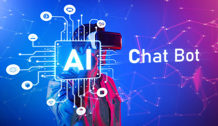 Explore the future of communication with this vibrant AI chat bot image, showcasing virtual reality...