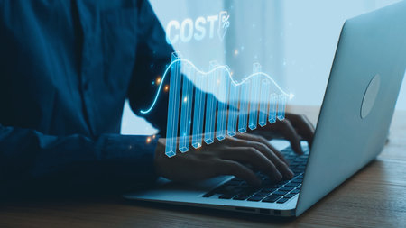 Cost reduction and cost saving through digital transformation, business cost optimization, operational cost reduction, financial savings, and resource efficiency strategies for business success. Elideの写真素材