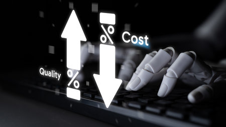 AI artificial intelligence drives cost-saving initiatives via process automation, virtual resource tracking, and intelligent systems for optimized financial performance. Latchの写真素材