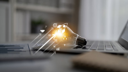 Startup business drives acceleration. business launch empowers growth, launch hits goal, launch ignites innovation, and start up business launch boosts success. Latchの写真素材