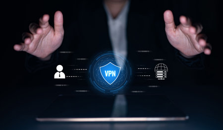 VPN security protects network access. VPN security encrypts data, hides identity, VPN security defends traffic, and VPN security secures connection from threats. Latchの写真素材