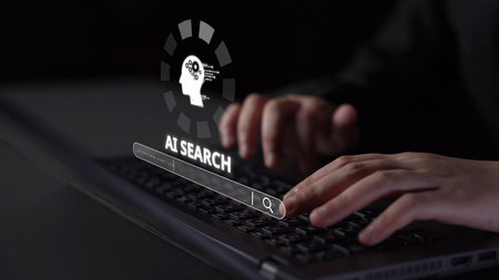 AI search engine systems enhance SEO data access. Intelligent search engines powered by AI improve search results. AI-driven search tools help process and retrieve relevant AI information. Muxerの写真素材