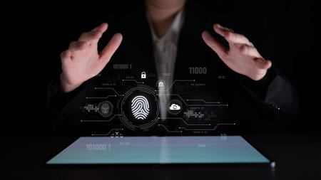Biometric fingerprint identification and cybersecurity system ensuring secure access, identity...