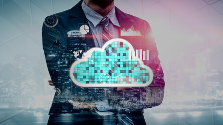 Cloud computing, cloud strategy, and cloud technology transforming digital infrastructure with...