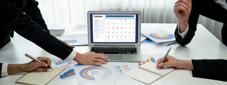 Calendar on computer software application for brisk schedule planning for personal organizer and...