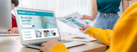 Health insurance web site brisk registration system for easy form fillingの写真素材