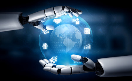 AI artificial intelligence supports global marketing with virtual analytics, cross-border planning,...