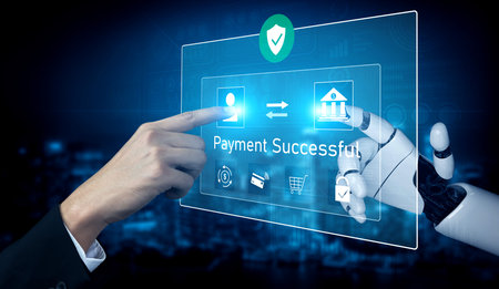 AI confirms secure payment transaction, verifying user identity, processing order, and authorizing...
